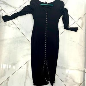 Naked wardrobe long sleeve black midi dress